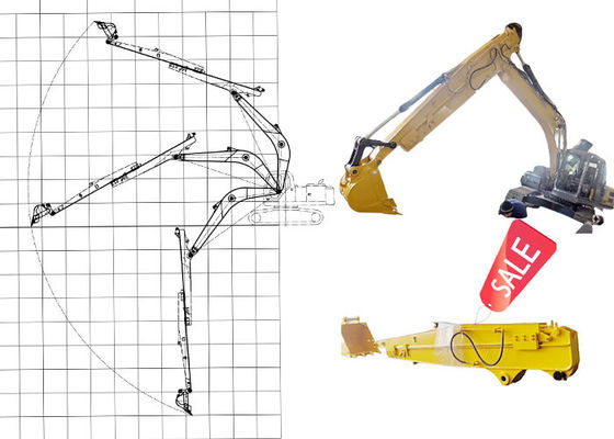 गुणवत्ता  12M Excavator Telescopic Long Arm Extended Boom For Cat Hitachi Komatsu फैक्टरी